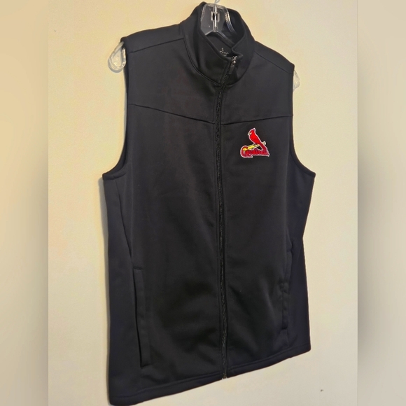 Men's St. Louis Cardinals Antigua Black Metallic Links Full-Zip Vest - Picture 4 of 13